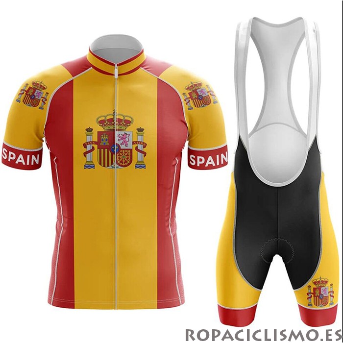 2020 Maillot Campeon Espana Tirantes Mangas Cortas Rojo Amarillo